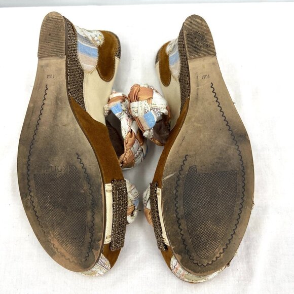 Kenzie Janie Patchwork Fabric Wedge Boho Sandals Women's 10 M - Picture 9 of 9